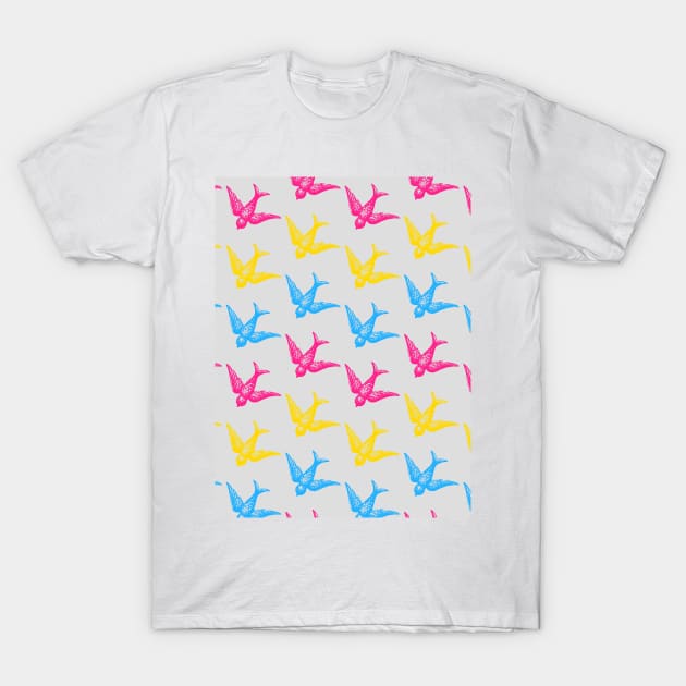 Pan Flag Birds Design T-Shirt by Gedwolcraeft